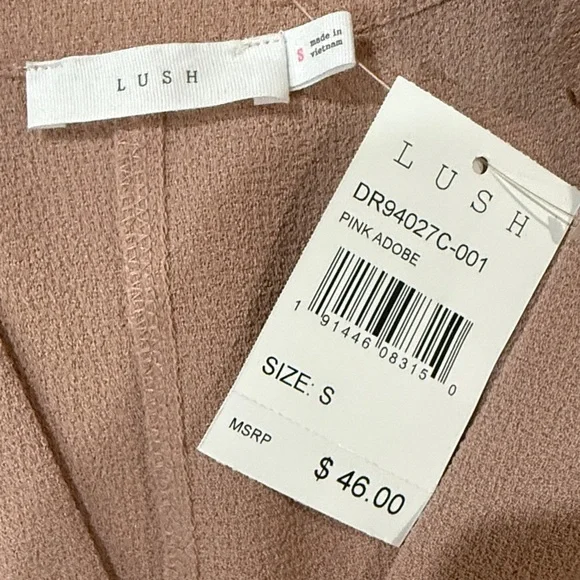 NWT Lush Pink Dusk V-Neck Tunic Dress Short Sleeve Size S - Picture 2 of 4